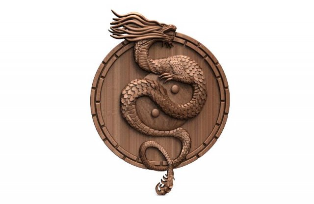 yin yang dragon cnc 3D Print Model .c4d .max .obj .3ds .fbx .stl .blend 