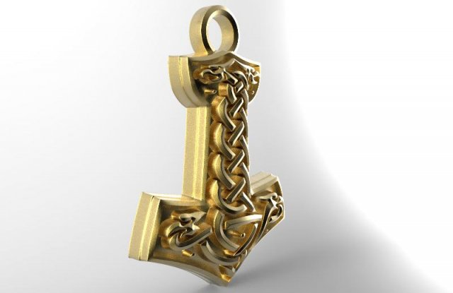 thor hammer pendant 4 3D 프린트 모델 .c4d .max .obj .3ds .fbx .stl .blend 