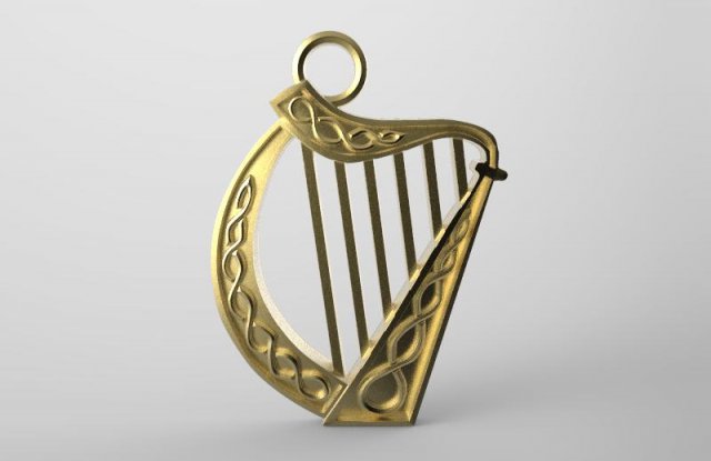 celtic harp pendant 3D प्रिंट मॉडल .c4d .max .obj .3ds .fbx .stl .blend 