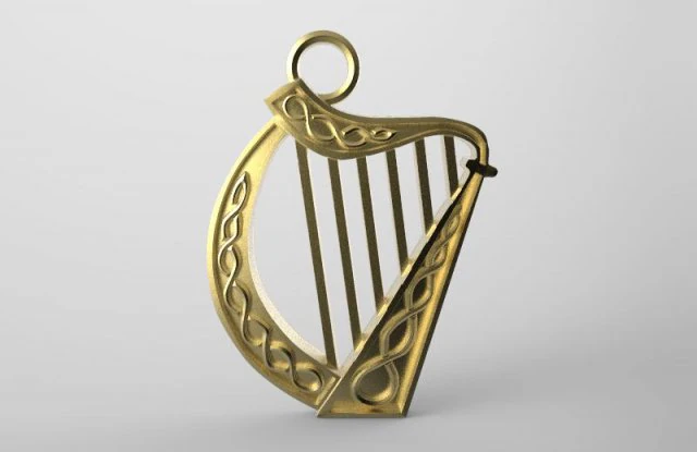 celtic harp pendant 3D Print Model .c4d .max .obj .3ds .fbx .stl .blend 