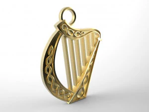 celtic harp pendant 3D Print Model