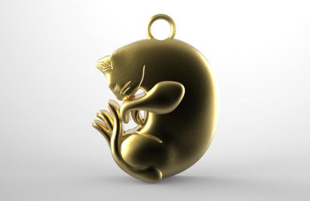 cat pendant 3D-printmodel .c4d .max .obj .3ds .fbx .stl .blend 