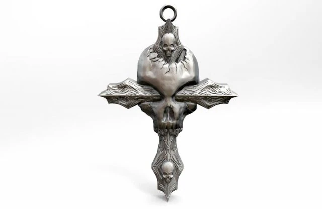 skull cross pendant 3D Print Model .c4d .max .obj .3ds .fbx .stl .blend
