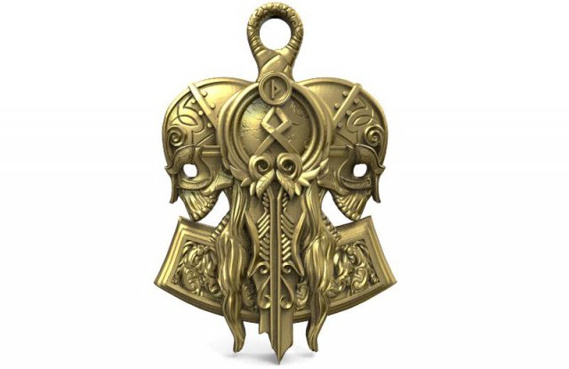 viking skull pendant 3D Druckmodell .c4d .max .obj .3ds .fbx .stl .blend 