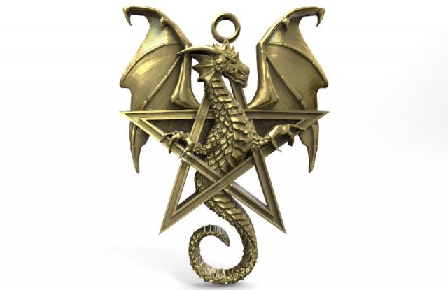 dragon pentagram pendant Model Cetak 3D .c4d .max .obj .3ds .fbx .stl .blend 