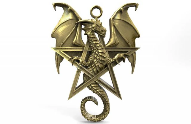 dragon pentagram pendant 3D Print Model .c4d .max .obj .3ds .fbx .stl .blend 