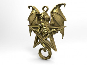 dragon pentagram pendant Model Cetak 3D