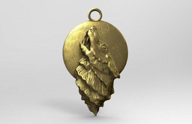 wolf pendant 3Dプリントモデル .c4d .max .obj .3ds .fbx .stl .blend 