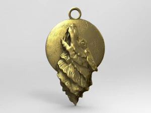 オオカミのペンダント 3Dプリントモデル