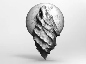 wolf pendant 3D Print Model
