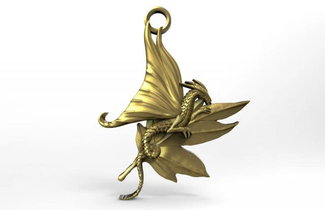 dragon leaf pendant 3D Print Model .c4d .max .obj .3ds .fbx .stl .blend 