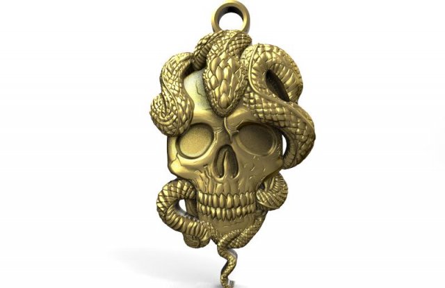 snake skull pendant 1 3D Принт Модель .c4d .max .obj .3ds .fbx .stl .blend 