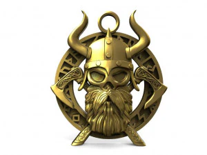 кулон с черепом викинга 3D Принт Модель