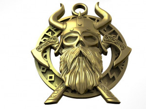 viking skull pendant Modèles 3D en vedette