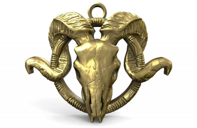 ram skull pendant 3D Print Model .c4d .max .obj .3ds .fbx .stl .blend