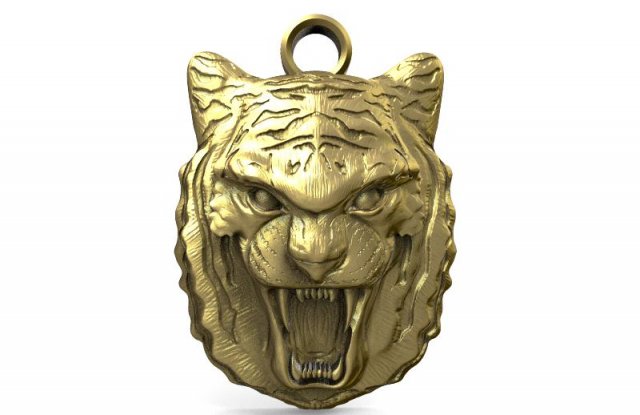 tiger head pendant 3D 打印模型 .c4d .max .obj .3ds .fbx .stl .blend 