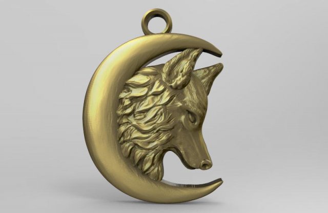 wolf moon pendant 5 3D Принт Модель .c4d .max .obj .3ds .fbx .stl .blend 
