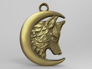 wolf moon pendant 5 3D Print Model