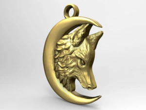 wolf moon pendant 5 3D Print Model