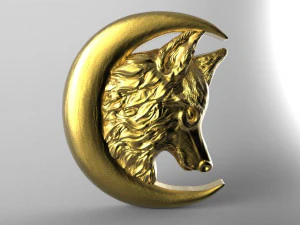 wolf moon pendant 5 3D Print Model