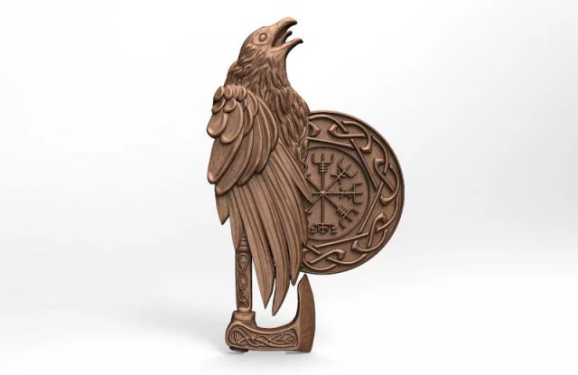 viking crow cnc 3D Print Model .c4d .max .obj .3ds .fbx .stl .blend 