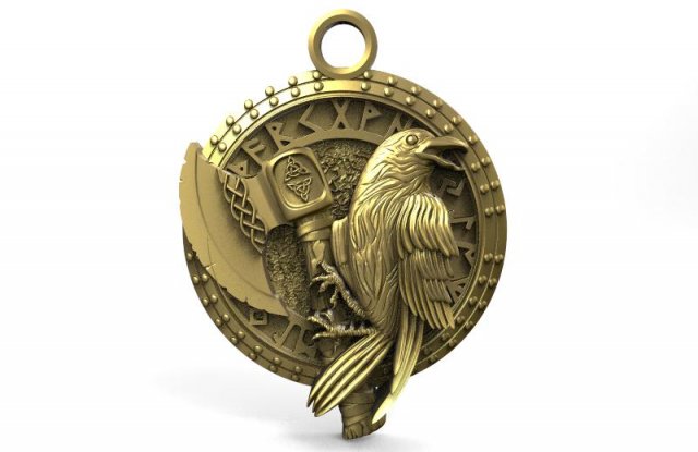 viking crow pendant 2 Modèles 3D en vedette .c4d .max .obj .3ds .fbx .stl .blend 