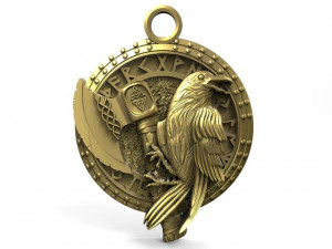 viking crow pendant 2 3D Print Model