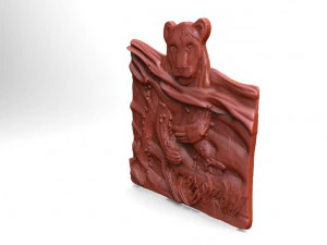 lioness swimming lion cnc 3D Print Model
