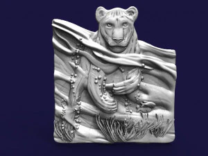 lioness swimming lion cnc 3D Print Model
