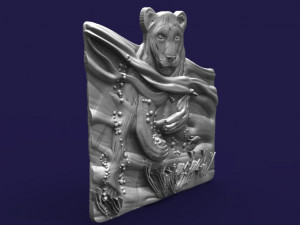 lioness swimming lion cnc 3D Принт Модель