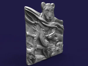 lioness swimming lion cnc 3D Print Model