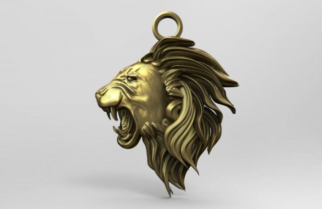 lion head pendant 3D प्रिंट मॉडल .c4d .max .obj .3ds .fbx .stl .blend 
