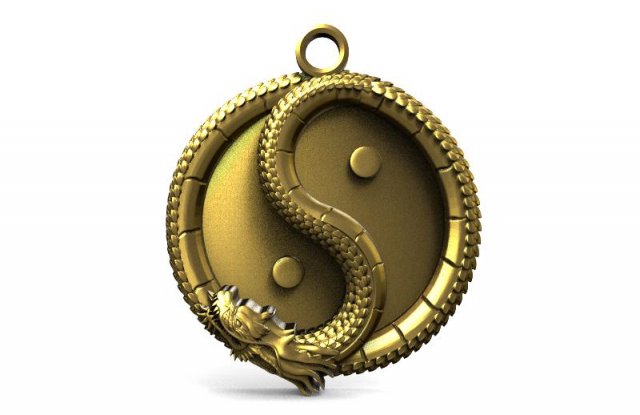 ying yan dragon pendant Modello di stampa 3D .c4d .max .obj .3ds .fbx .stl .blend 