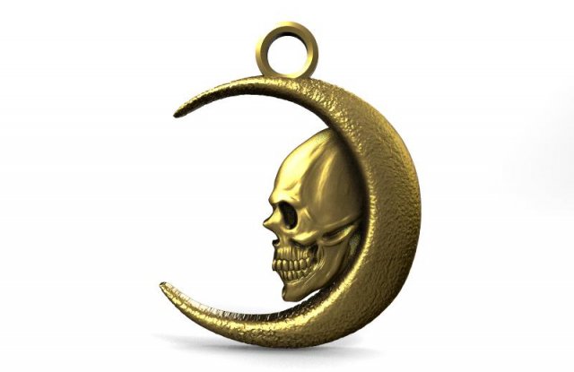 skull moon pendant Modelo de Impressão 3D .c4d .max .obj .3ds .fbx .stl .blend 