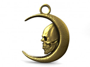 skull moon pendant 3D Print Model