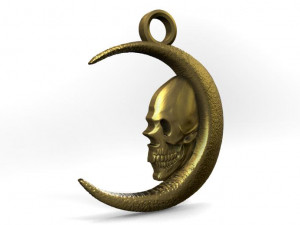 skull moon pendant Modelo de Impressão 3D