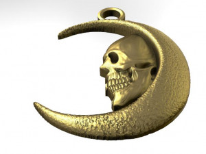 skull moon pendant Modelo de Impressão 3D
