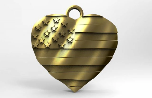 usa flag heart pendant 3D Print Model .c4d .max .obj .3ds .fbx .stl .blend 