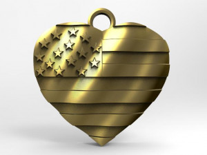 usa flag heart pendant Modelo de Impressão 3D