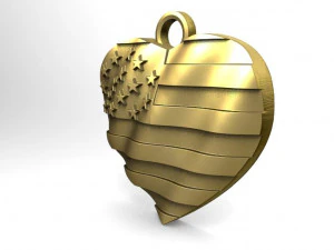 usa flag heart pendant 3D Print Model