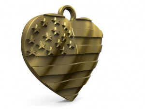 usa flag heart pendant 3Dプリントモデル