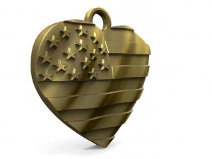 usa flag heart pendant 3D Print Model