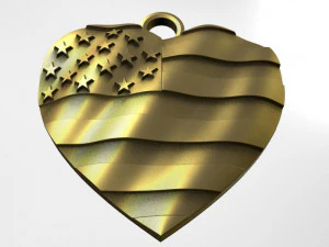 usa flag heart pendant 3D Print Model