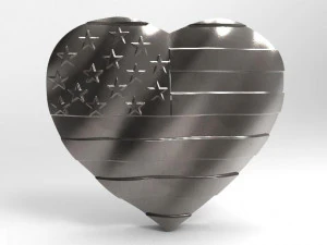 usa flag heart pendant 3D Print Model