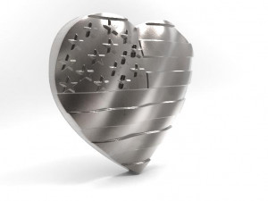 usa flag heart pendant 3Dプリントモデル