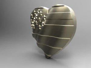 usa flag heart pendant 3D Print Model