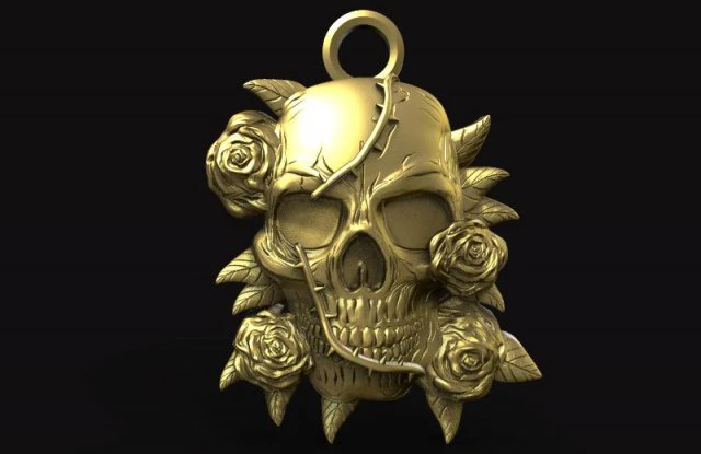 skull and roses pendant 3D Print Model .c4d .max .obj .3ds .fbx .stl .blend 