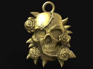 skull and roses pendant Model do druku 3D
