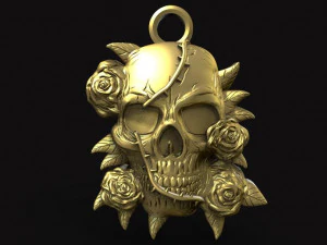 кулон череп и розы 3D Принт Модель