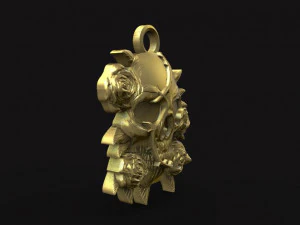 skull and roses pendant 3D Print Model